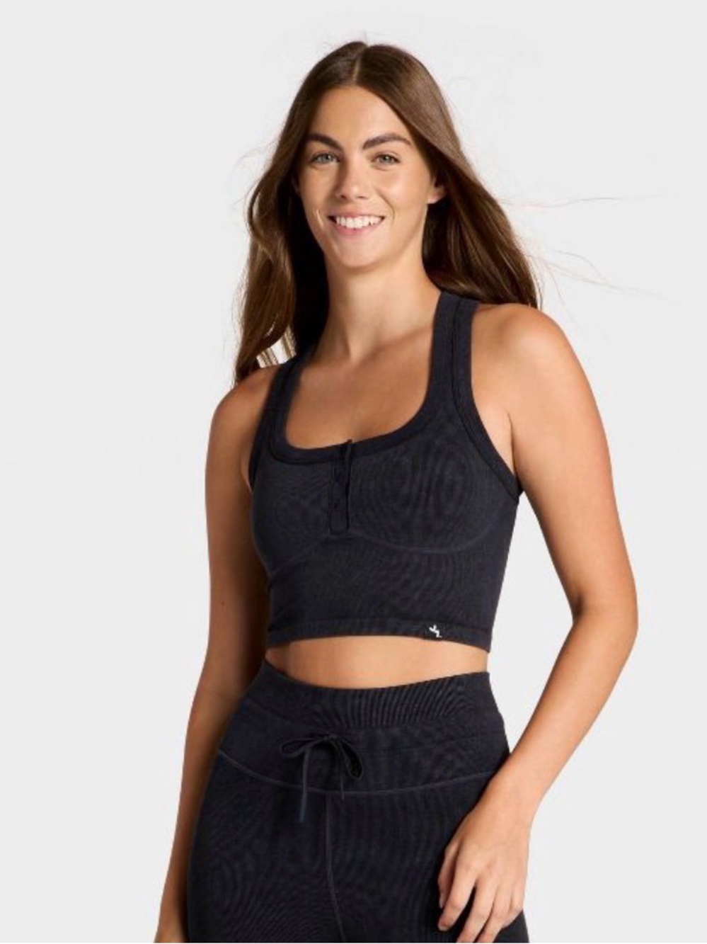 Black Ribbed Crop Tank - Picture 2 of 6